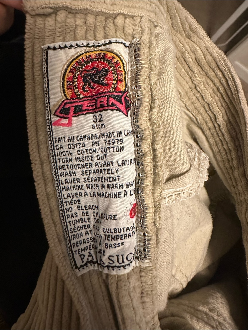 Women's Beige Corduroy Pants - Comfort Fit - Picture 3 of 6